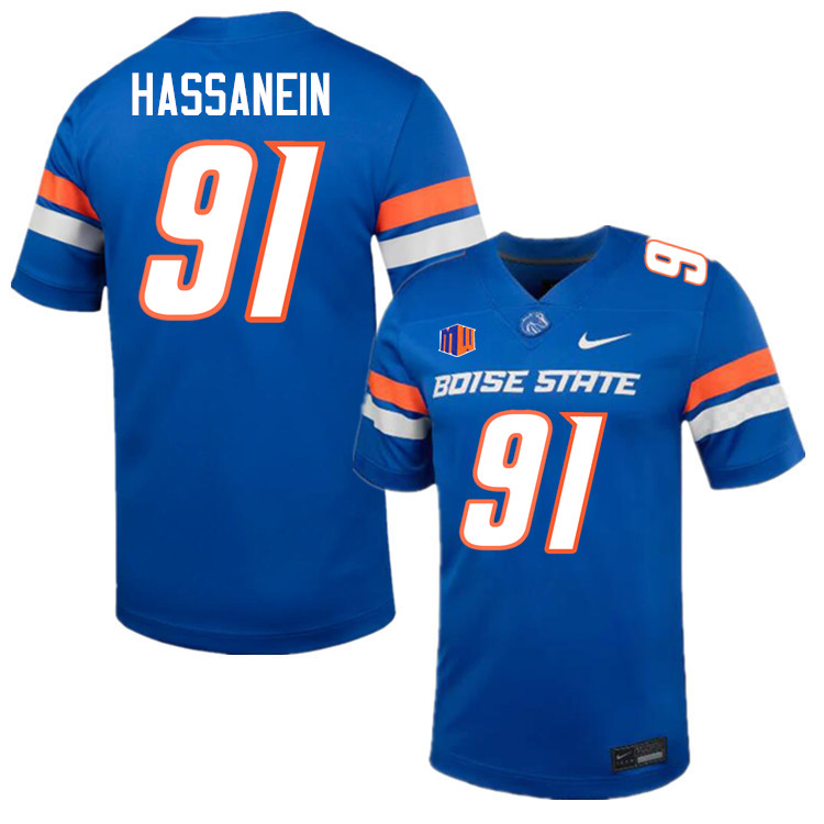 Ahmed Hassanein Jersey, Boise State Broncos #91 Ahmed Hassanein Football Jersey College Uniforms-Blu